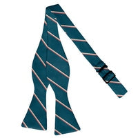 Teal Club Stripe Self Tie Bow Tie