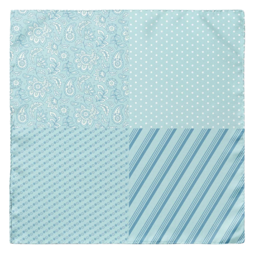 Aqua Blue Four Pattern Pocket Square